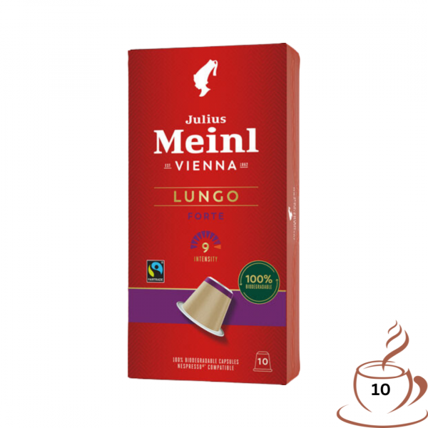 Julius Meinl Inspresso Fairtrade Lungo 9, Nespresso-kompatibel, kompostierbar, 10 Kaffeekapseln